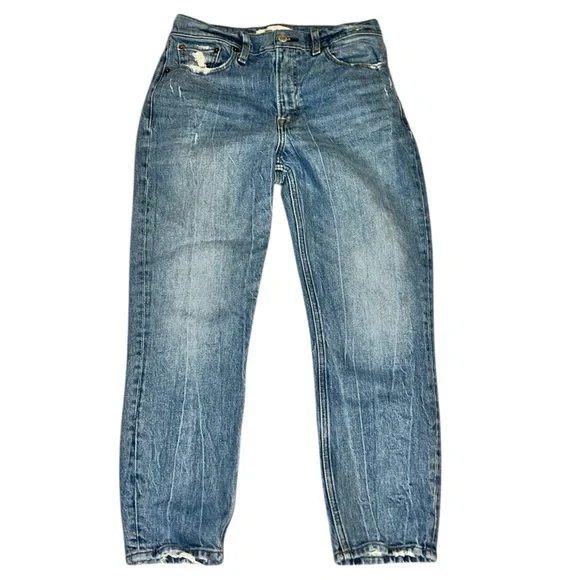 abercrombie&fitch high rise mom light wash lightly distressed jeans women’s 27” - Picture 1 of 11